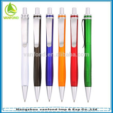 Custom logo printed plastic ball point pen with big metal clip